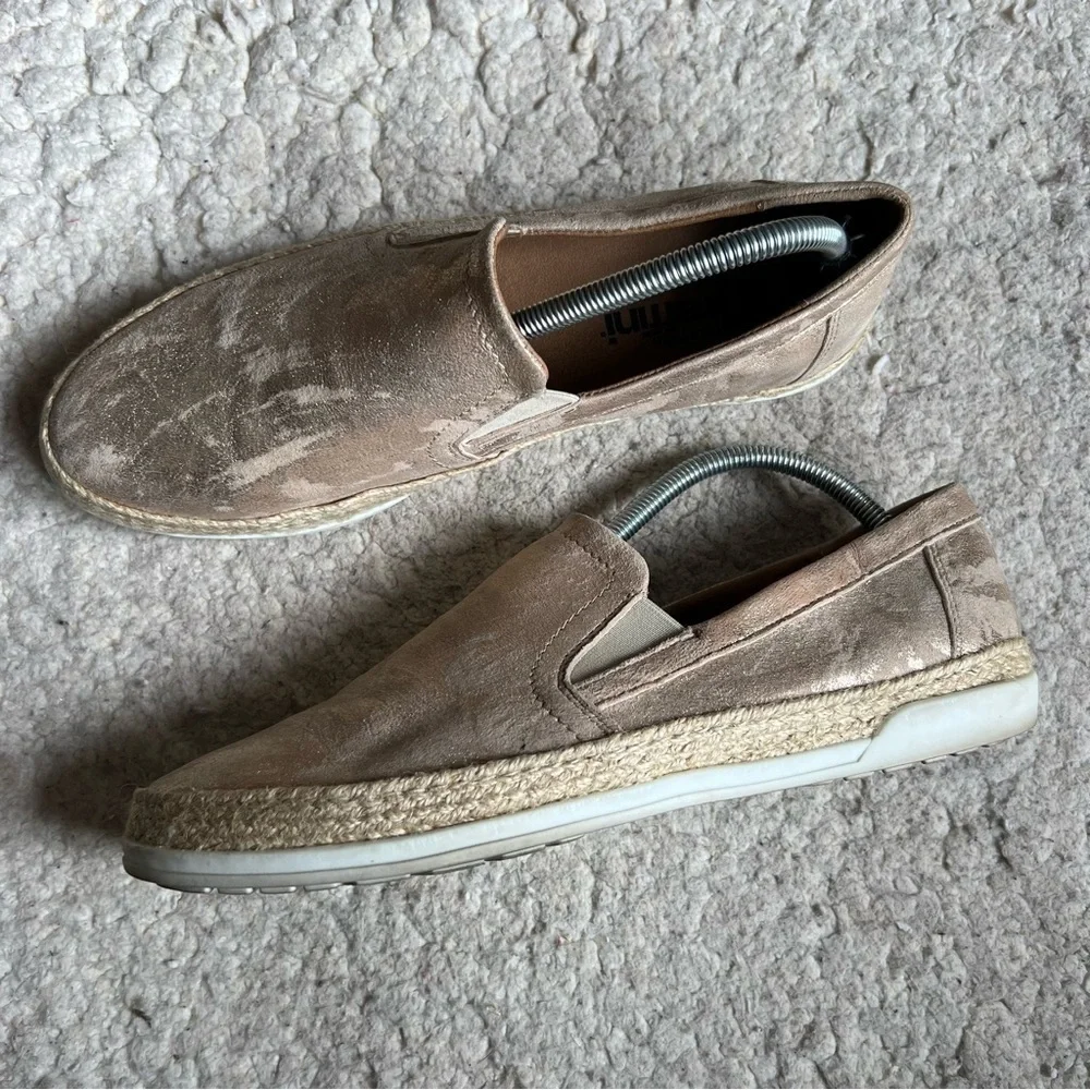 Umberto Raffini: Contemporary Slip On Metallic Gold Leather Espadrille Sneakers
